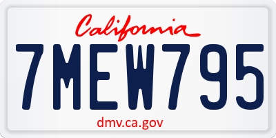 CA license plate 7MEW795