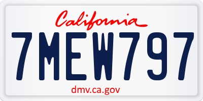 CA license plate 7MEW797