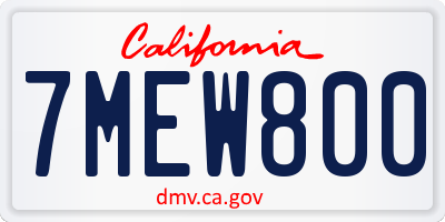 CA license plate 7MEW800
