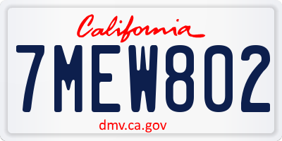 CA license plate 7MEW802