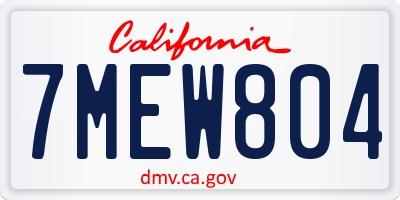 CA license plate 7MEW804