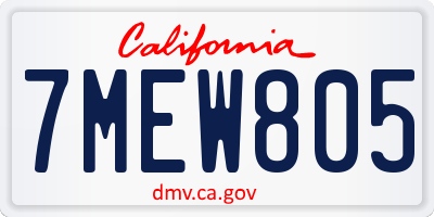 CA license plate 7MEW805