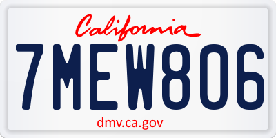 CA license plate 7MEW806