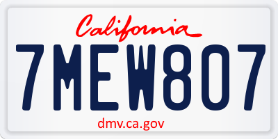 CA license plate 7MEW807