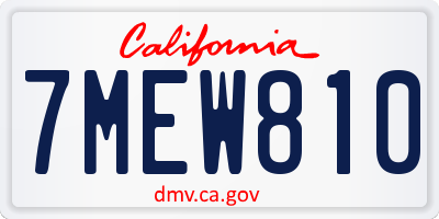 CA license plate 7MEW810