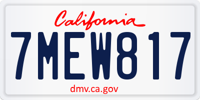 CA license plate 7MEW817
