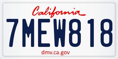 CA license plate 7MEW818