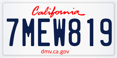 CA license plate 7MEW819