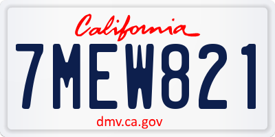 CA license plate 7MEW821