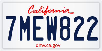 CA license plate 7MEW822