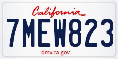 CA license plate 7MEW823