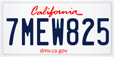 CA license plate 7MEW825