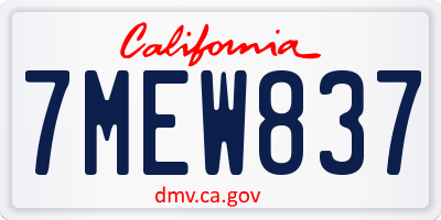 CA license plate 7MEW837