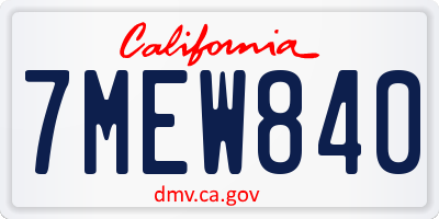 CA license plate 7MEW840