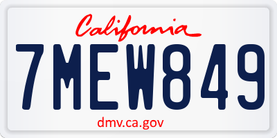 CA license plate 7MEW849