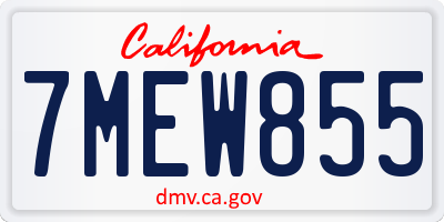 CA license plate 7MEW855