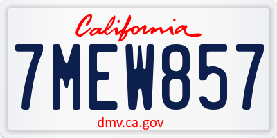 CA license plate 7MEW857