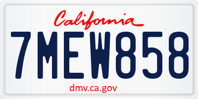 CA license plate 7MEW858