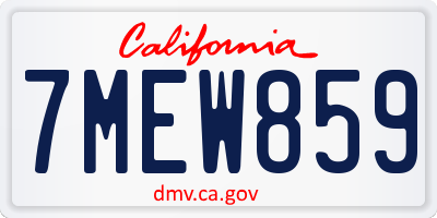 CA license plate 7MEW859