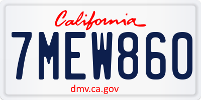 CA license plate 7MEW860