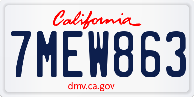 CA license plate 7MEW863