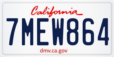 CA license plate 7MEW864
