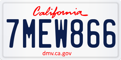 CA license plate 7MEW866