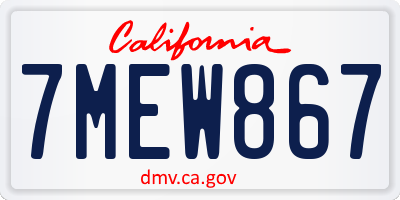 CA license plate 7MEW867