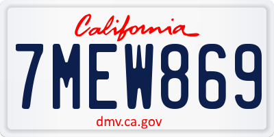 CA license plate 7MEW869