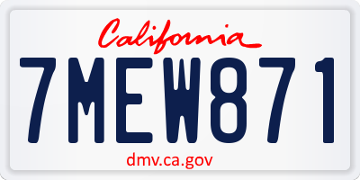 CA license plate 7MEW871