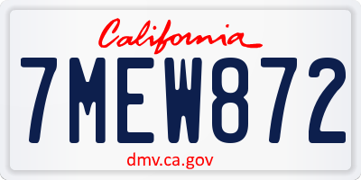 CA license plate 7MEW872