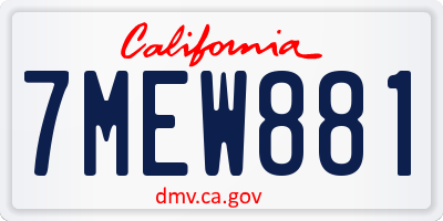 CA license plate 7MEW881