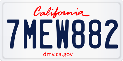 CA license plate 7MEW882