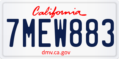 CA license plate 7MEW883