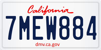 CA license plate 7MEW884