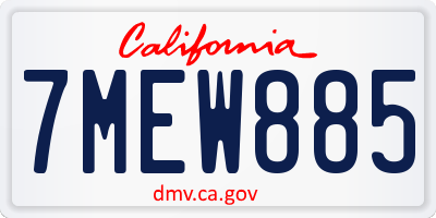 CA license plate 7MEW885