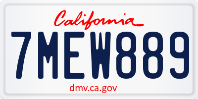 CA license plate 7MEW889