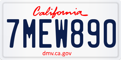 CA license plate 7MEW890