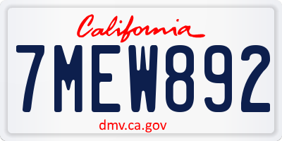 CA license plate 7MEW892