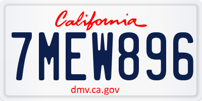 CA license plate 7MEW896