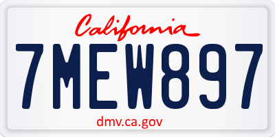 CA license plate 7MEW897