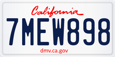 CA license plate 7MEW898