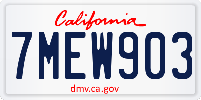 CA license plate 7MEW903