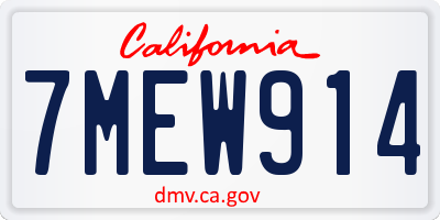 CA license plate 7MEW914