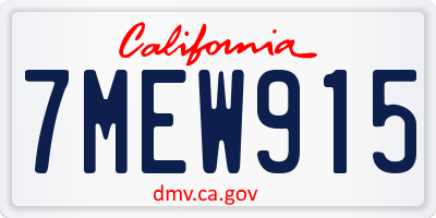 CA license plate 7MEW915