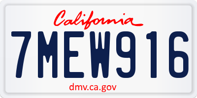CA license plate 7MEW916