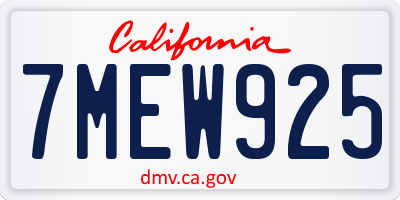 CA license plate 7MEW925