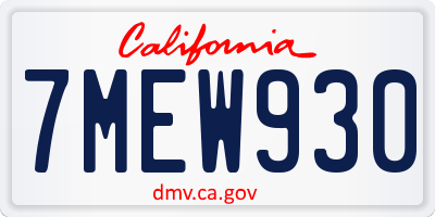 CA license plate 7MEW930