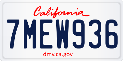 CA license plate 7MEW936