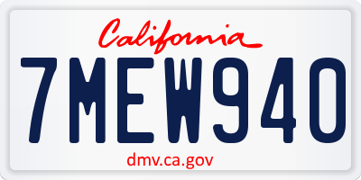 CA license plate 7MEW940